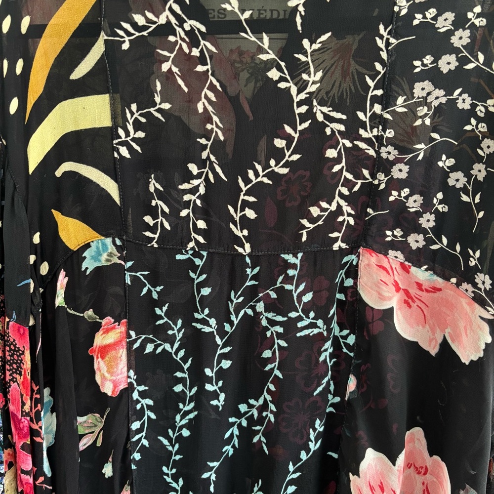 Sacred Threads Multicolor Floral Patchwork Blouse… - image 6